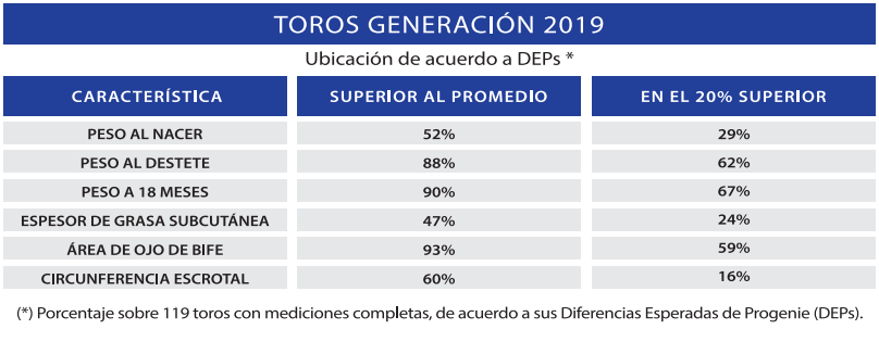 Tabla de generación 2019